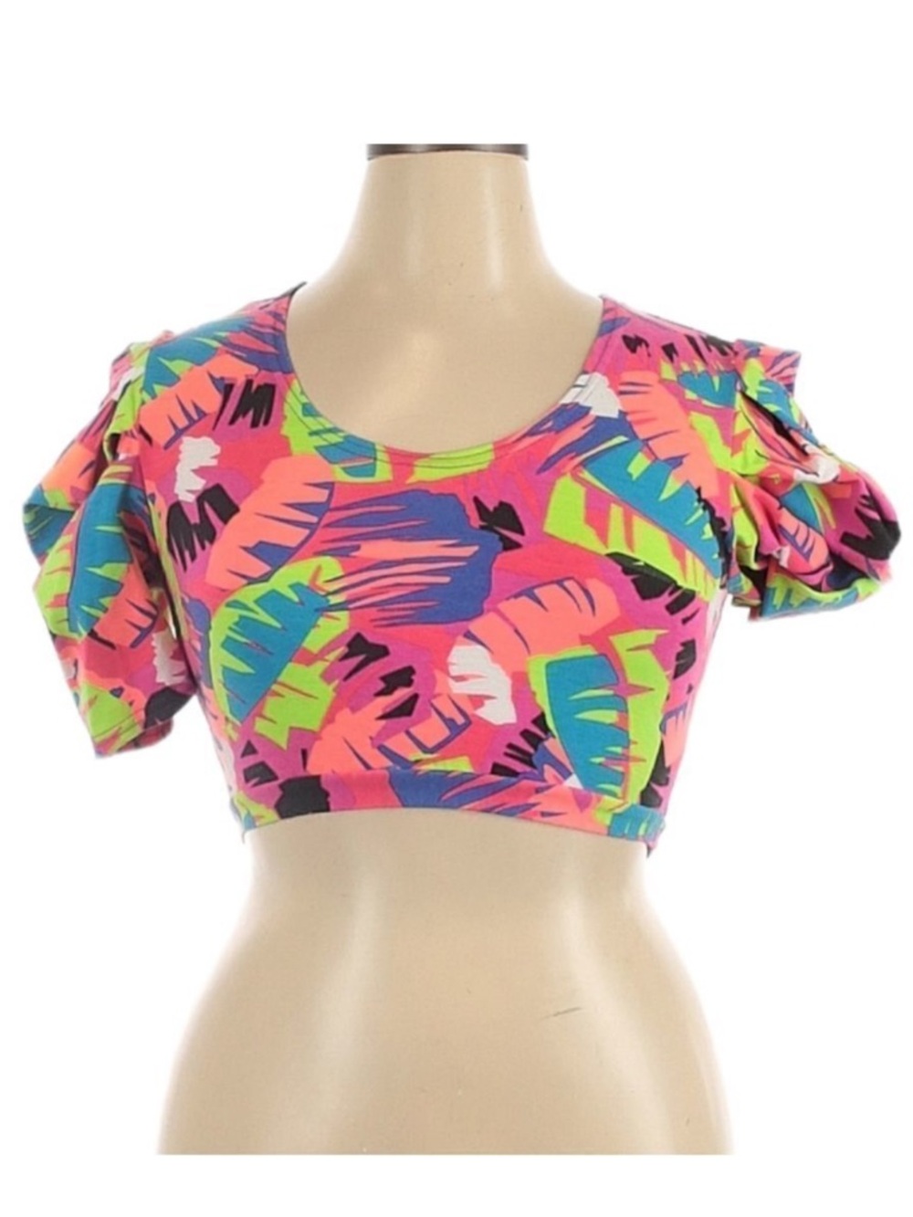 NWT NAKIMULI Neon Palm Print Crop Top L